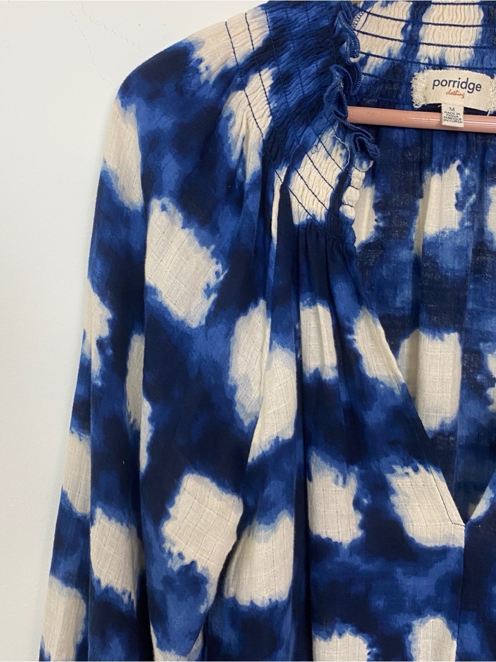 Anthropologie Porridge Blue tie-dye blouse Sz M - Picture 5 of 10